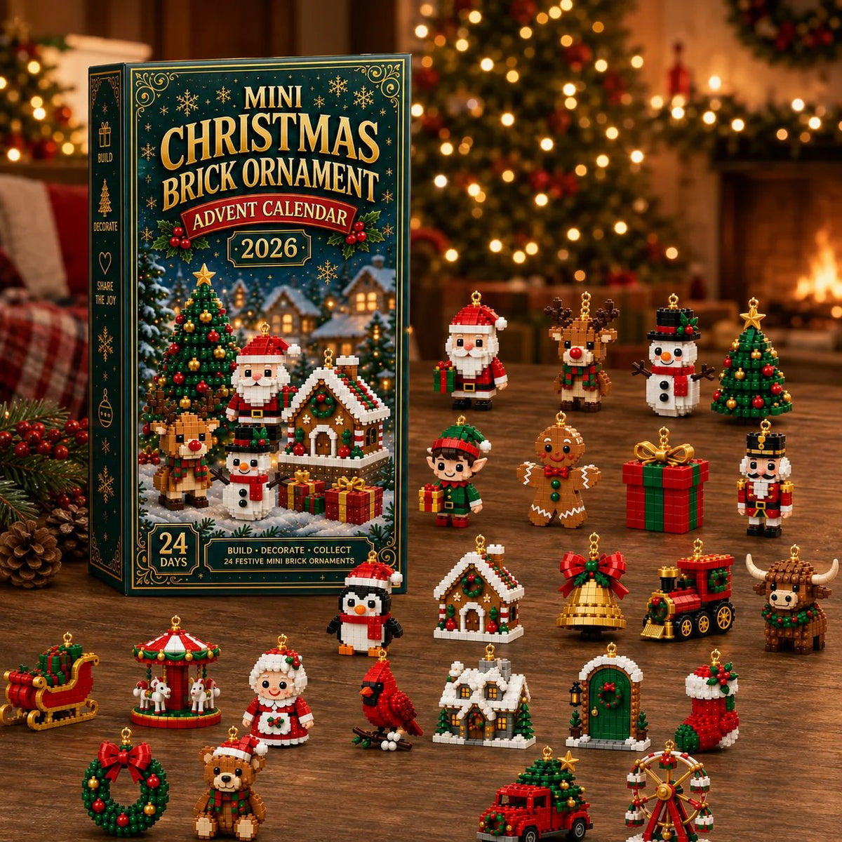 24 festive mini brick figures