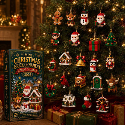 Mini brick ornaments on the Christmas tree