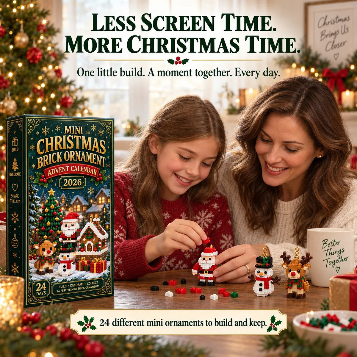 Building the mini ornaments together